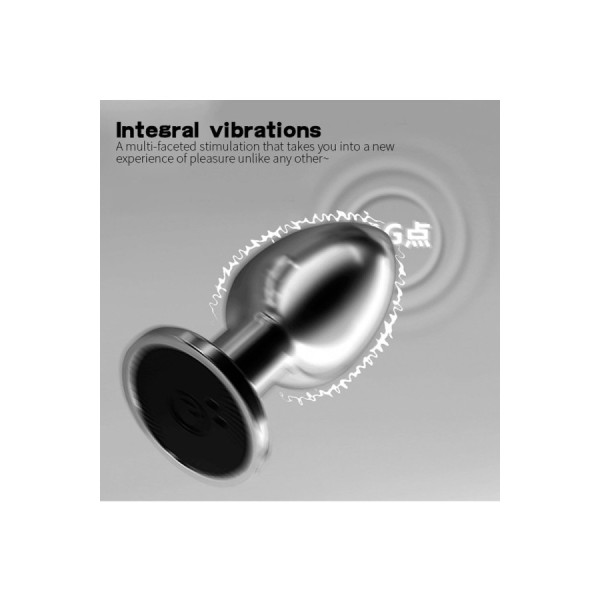 Plug vibrant acier inoxydable anal taille M avec télécommande, USB BOOTY